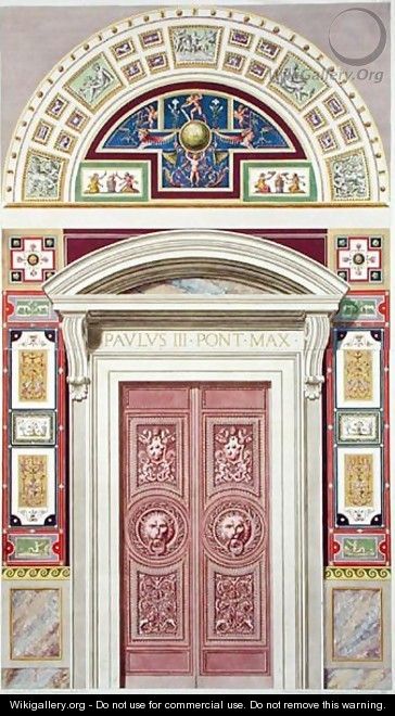 Doorway to the Raphael Loggia at the Vatican, from Delle Loggie di Rafaele nel Vaticano, engraved by Giovanni Ottaviani c.1735-1808, published c.1772-77 - (after) Savorelli, G. and Camporesi, P.