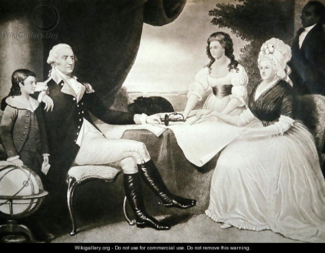 George Washington 1732-99 with his family and black servant - Edward Savage
