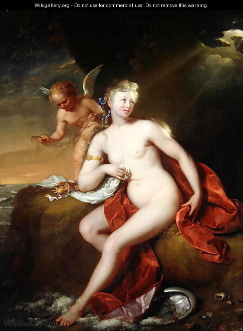Newly Born Venus Cared for by Cupid - Godfried Schalcken