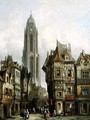 German Street Scene and Church Tower - Henry Schafter