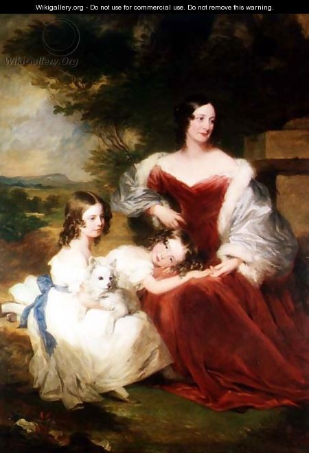 Portrait of Mrs Sarah Frances Cooper and her daughters L Selina and R Cicely Florence - Frederick Richard Say