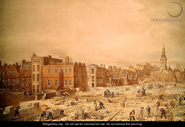 A View of the Northern Approach to the London Bridge while in state of progress - George the Elder Scharf