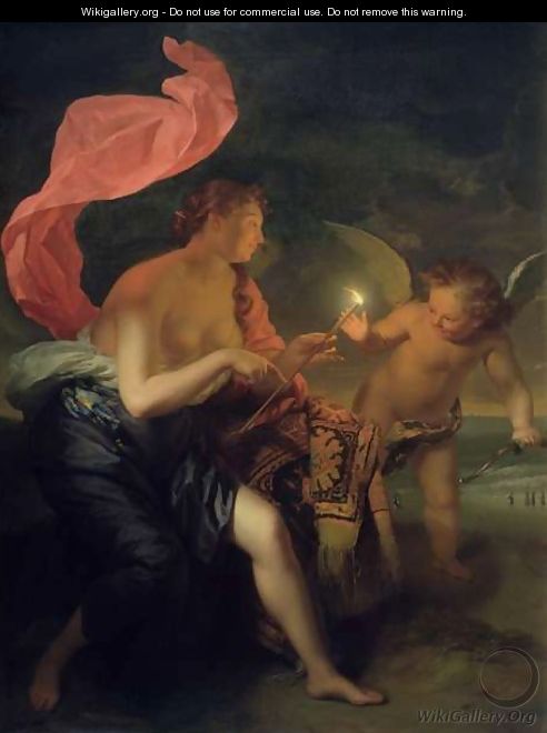 Venus Giving a Burning Arrow to Cupid - Godfried Schalcken