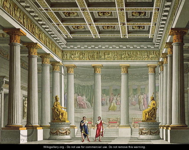 The Audience Hall in the Palace of Aegistheus, design for the ballet Orestes at La Scala Theatre, Milan, 1826 - Alessandro Sanquirico