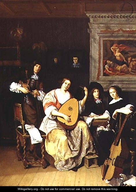 Interior with a group of musicians - F. Sant-Acker