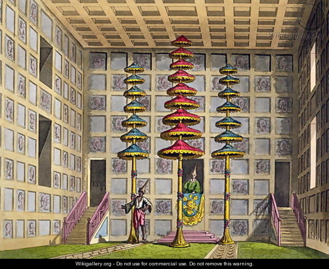 Audience Hall, Cochin China, plate 88 from Le Costume Ancien et Moderne by Jules Ferrario, engraved by Gaetano Zancon 1771-1816 published c.1820s-30s - Alessandro Sanquirico