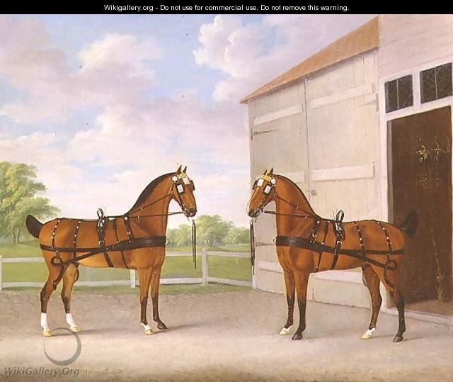 A Pair of Bay Carriage Horses in a Stable Yard, 1784 - John Nost Sartorius