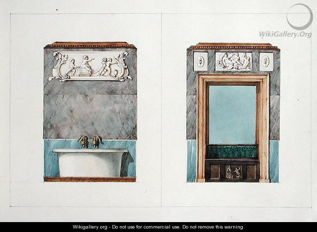 The bathroom at rue Fortunee, house bought by Balzac in 1847, 1851 - M. Santi