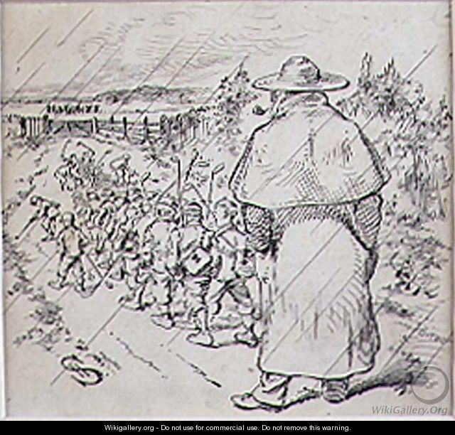 The School Boy Golfers in the Rain, illustration from Graphic magazine, pub. c.1870 - Henry Sandercock
