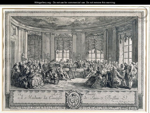 The Concert at the house of the Countess of Saint Brisson, engraved by L. Provost - Augustin de Saint-Aubin