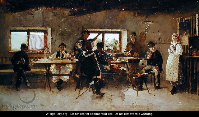 Revellers in a Pub, 1888 - Simon Hollosy
