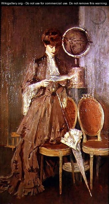 Portrait of Mme Helleu reading a letter - Paul Cesar Helleu