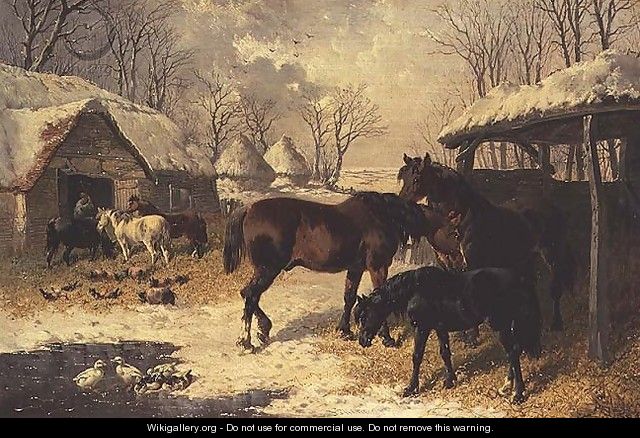A farmyard in winter - John Frederick Herring, Jnr.