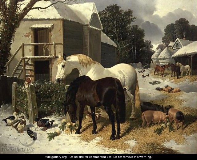 The Farmyard in Winter - John Frederick Herring, Jnr.