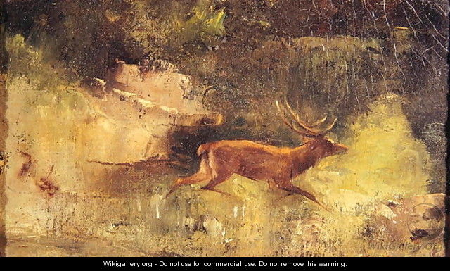 Stag Running through a Wood, c.1865 - Gustave Courbet