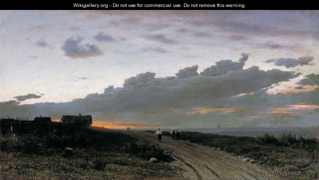 Evening view in a village. Oryol gubernia, 1874 - Clodt von Jurgensburg Mikhail Konstantinovitch