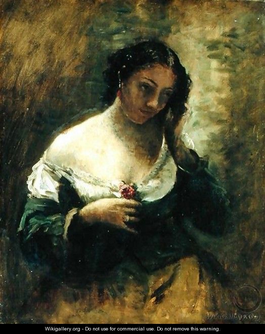 The Girl With The Rose, c.1865 - Jean-Baptiste-Camille Corot