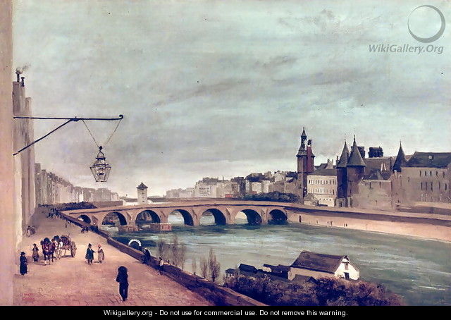 View of the Pont au Change from Quai de Gesvres, Summer 1830 - Jean-Baptiste-Camille Corot