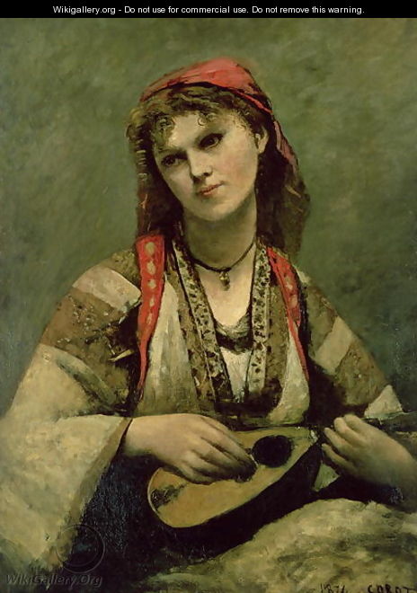 Christine Nilson (1843-1921) or The Bohemian with a Mandolin, 1874 - Jean-Baptiste-Camille Corot
