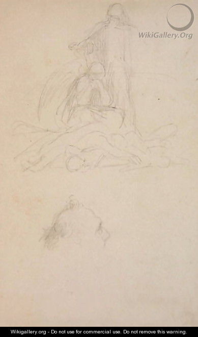 Studies of Death and the Resurrection, and a Head of a Man, c.1860 - George Frederick Watts
