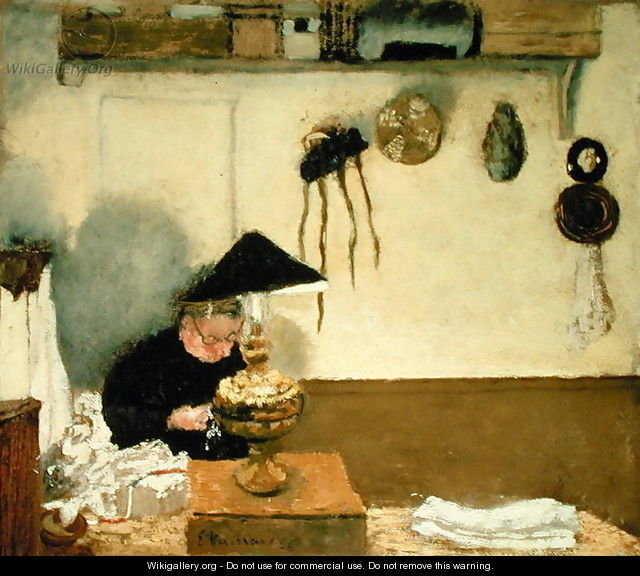 Madame Vuillard Sewing - Edouard (Jean-Edouard) Vuillard