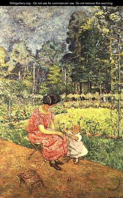 Woman and Child in a Garden (2) - Edouard (Jean-Edouard) Vuillard