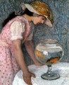 Young Girl with a Goldfish - Edmond-Francois Aman-Jean