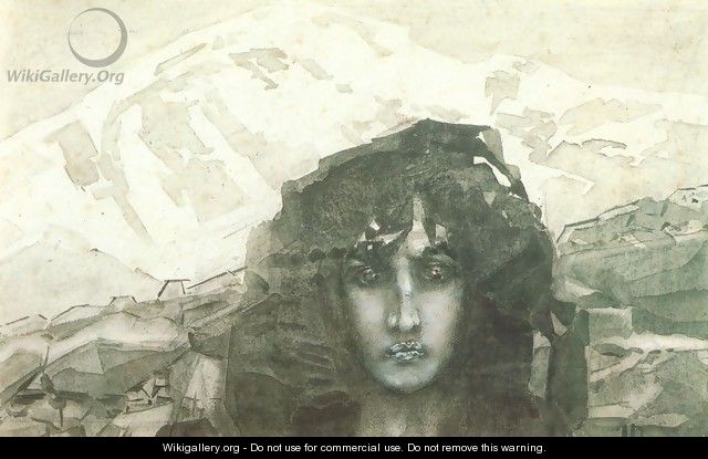 Head of Demon, 1890-91 - Mikhail Aleksandrovich Vrubel
