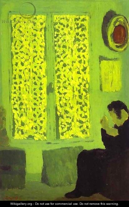 The Green Interior or Figure in front of a Window with Drawn Curtains (L