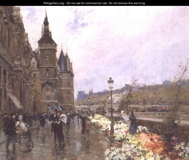 Flower Sellers by the Seine - Georges Stein