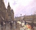 Flower Sellers by the Seine - Georges Stein