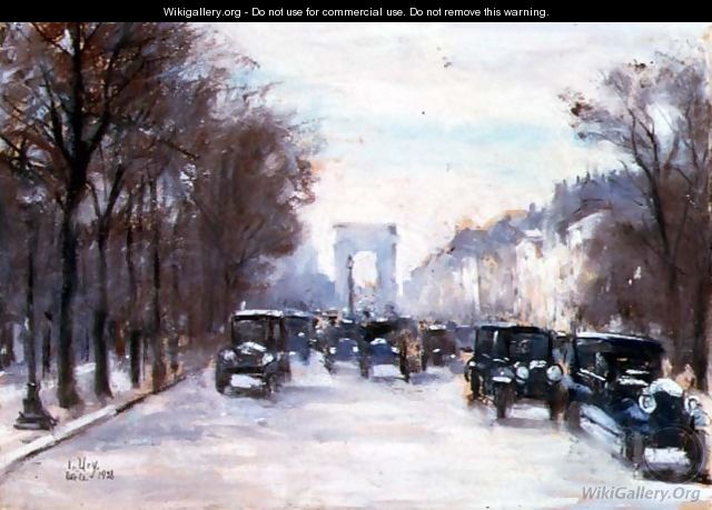 Towards the Arc de Triomphe, Paris, 1928 - Lesser Ury
