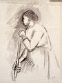 Etude de Paysanne vue du Profile Gauche et Appuyee sure un Manche - Camille Pissarro