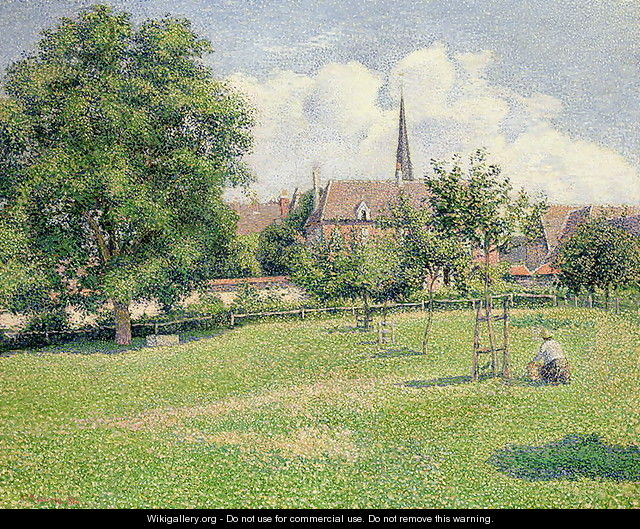 The House of the Deaf Woman and the Belfry at Eragny, 1886 - Camille Pissarro