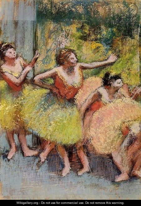 Dancers in Lemon and Pink - Edgar Degas