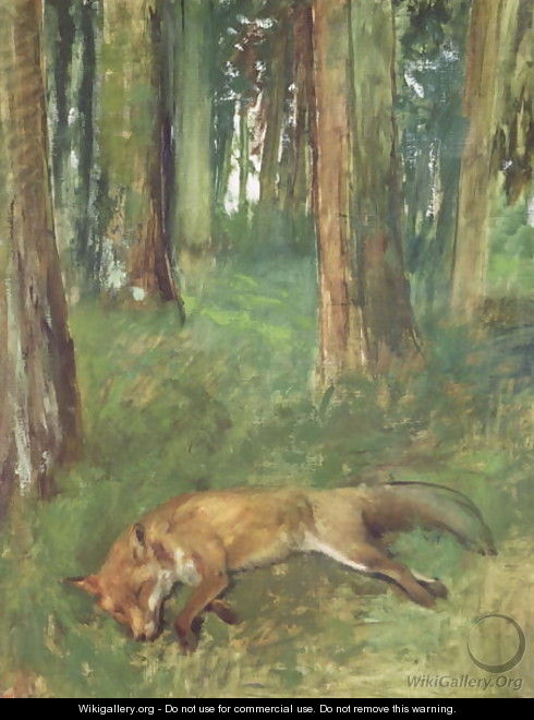 Dead fox lying in the Undergrowth, 1865 - Edgar Degas