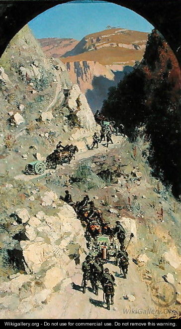Artillery in the Caucasian mountains, 1883 - Vasily Polenov