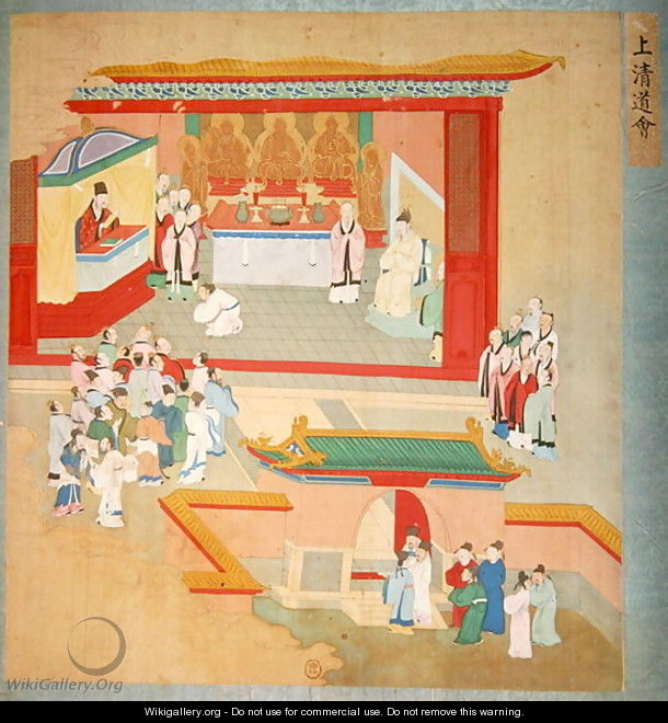 Emperor Hui Tsung (r.1100-26) practising with the Buddhist sect Tao-See, from a History of the Emperors of China - Anonymous Artist