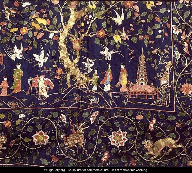 Embroidered hangings from the State Bed at Calke Abbey (detail) - Anonymous Artist