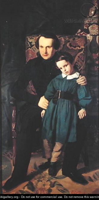 Victor Hugo (1802-85) and his Son, Francois-Victor, 1836 - Auguste de Chatillon