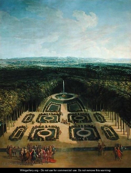 Promenade of Louis XIV (1638-1715) in the Gardens of the Grand Trianon, 1713 - Chassoneris