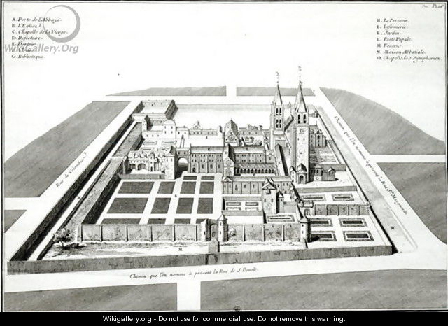 View of the Abbey of Saint-Germain-des-Pres before 1640 - Jean Chaufourier
