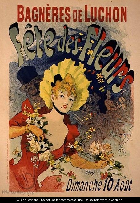 Reproduction of a Poster Advertising the Flower Festival at Bagneres-de-Luchon, 1890 - Jules Cheret