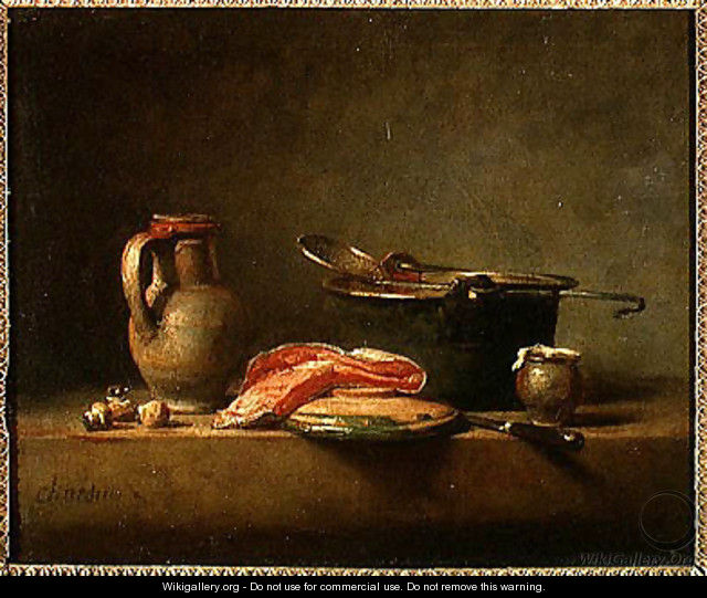 Copper Cauldron with a Pitcher and a Slice of Salmon - Jean-Baptiste-Simeon Chardin