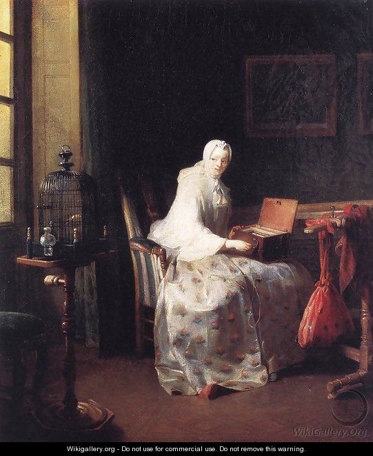 The Bird Organ or A Woman Varying Her Pleasures - Jean-Baptiste-Simeon Chardin