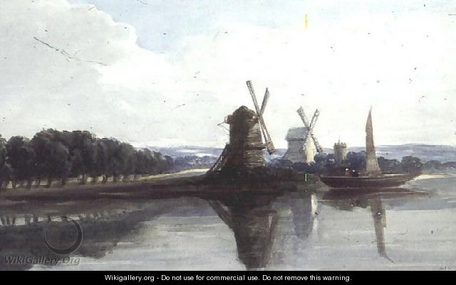 Windmills by a River - John Chase