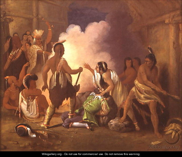 Pocahontas saving the life of Captain John Smith, c.1836-40 - John Gadsby Chapman