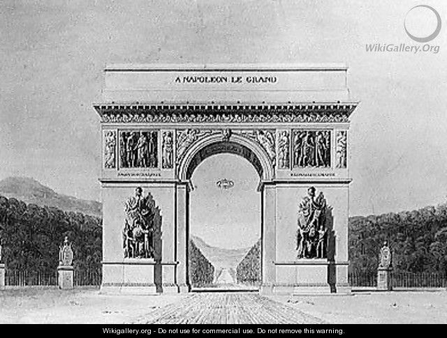 Design for the Arc de Triomphe with a wooded background - Circle of Chalgrin, Jean Francois Therese
