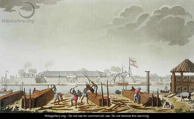 The Fort at Batavia with Native Loggers, plate 50 from 