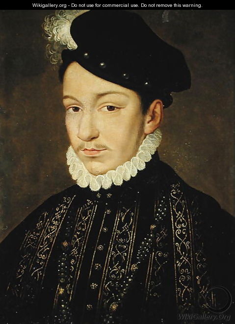 Portrait of Charles IX (1550-74) 1560-72 - (after) Clouet, Francois